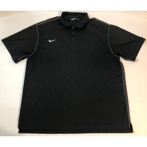 Nike Dri-Fit Polo Shirt Golf Men's Size XL Black Short Sleeve White Stitching